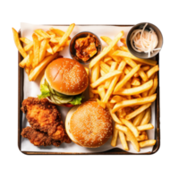 AI generated Fast Food Combo on Tray png