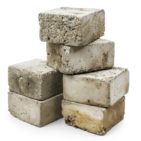 AI generated Stacked Concrete Blocks on Transparent Background png