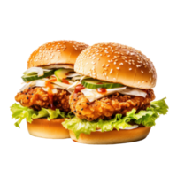 AI generated Perfect Chicken Burgers on Transparent png