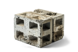 AI generated Single Concrete Block on Transparent Background png