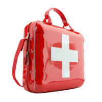 AI generated Red First Aid Kit with White Cross png