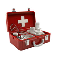 AI generated Basic Red First Aid Kit Opened png