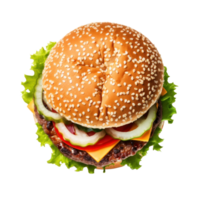 AI generated Street Food Burger Top View Isolated png