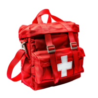 AI generated Red Emergency First Aid Bag Isolated png