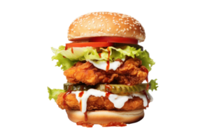 AI generated Juicy Chicken Burger on Transparent png