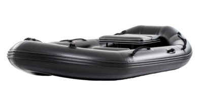 AI generated black inflatable boat, png file of isolated cutout object on transparent background