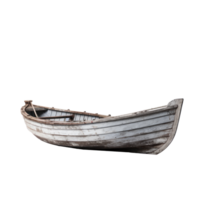 AI generated white wooden boat, png file of isolated cutout object on transparent background