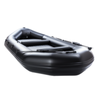 AI generated black inflatable boat, png file of isolated cutout object on transparent background