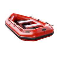 AI generated red inflatable boat, png file of isolated cutout object on transparent background