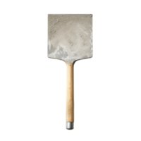 AI generated dirty shovel in cement, png file of isolated cutout object on transparent background