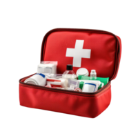 AI generated Open First Aid Kit with Supplies on Transparent png