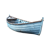 AI generated blue wooden boat, png file of isolated cutout object on transparent background