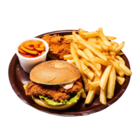 AI generated Fast Food Combo Plate png