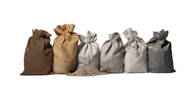 AI generated bags of sand and dry cement, png file of isolated cutout object on transparent background