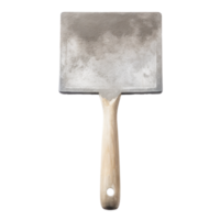 AI generated dirty shovel in cement, png file of isolated cutout object on transparent background