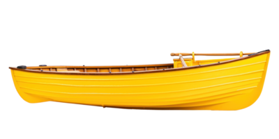 AI generated yellow wooden boat, png file of isolated cutout object on transparent background