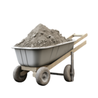 AI generated iron wheelbarrow full of cement, png file of isolated cutout object on transparent background