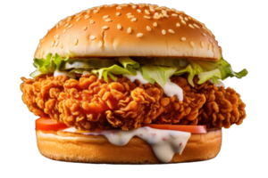 AI generated Crispy Chicken Burger on Transparent png