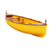 AI generated yellow wooden boat, png file of isolated cutout object on transparent background