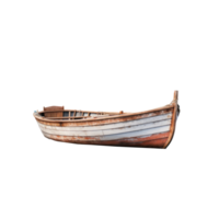 AI generated dirty wooden boat, png file of isolated cutout object on transparent background