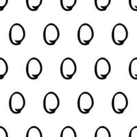 Seamless pattern with black sketch hand drawn round squiggle  shape on white background. Abstract grunge texture. Vector illustration