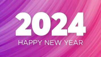 2024 Happy New Year background.  Modern greeting banner template with white 2024 New Year numbers on purple abstract background with lines. Vector illustration