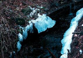 Abstract closeup of frozen creek photo