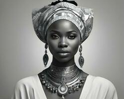 AI generated Beautiful portrait of African woman photo