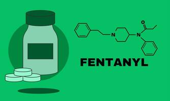 Fentanyl medicine vial design illustration. Fentanyl is a medicine used as an analgesic. vector