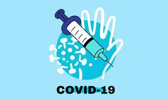 coronavirus enfermedad covid-19 infección médico con tipografía y Copiar espacio, detallado plano vector ilustración.