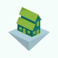 isometric vector - two store house icon or logo - flat cartoon style