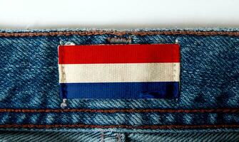 Flag on the label of the jeans photo