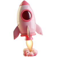 AI generated Cute rocket about to take off, 3d design. Suitable for education, science, technology and design elements png