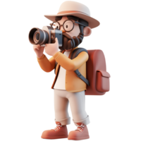 AI generated Travel photographer male character. Suitable business, travel and design elements png