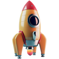 AI generated Cute rocket about to take off, 3d design. Suitable for education, science, technology and design elements png