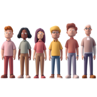 AI generated Diverse characters of people, minimalist 3d design. Suitable for diversity, family and design elements png