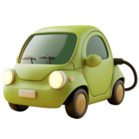 ai généré mignonne vert électrique voiture, 3d conception. adapté pour entreprise, La technologie et environnement png