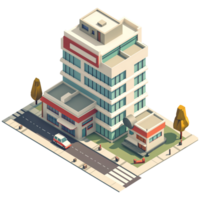 AI generated Isometric hospital, 3d design. Suitable for health and design elements png