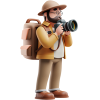 AI generated Travel photographer male character. Suitable business, travel and design elements png