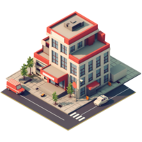 AI generated Isometric hospital, 3d design. Suitable for health and design elements png