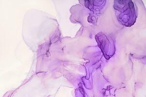 Watercolor alcohol ink swirls. Transparent waves and swirls in lilac colors. Delicate pastel spots. Digital decor photo