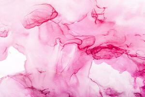 Watercolor alcohol ink swirls. Transparent waves and swirls in pink magenta colors. Delicate pastel spots. Digital decor photo