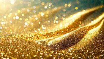 AI generated gold glitter background with a golden glow photo