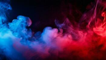 AI generated colorful smoke on black background photo