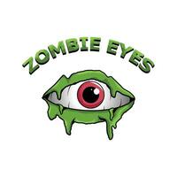 Cartoon Halloween eyeball. Halloween human or zombie eye icon, element for design. Vector stock illustration, isolated element.