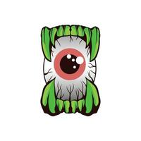 vector ilustración de un ojo mordido por colmillos