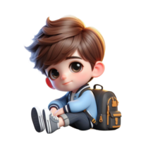 AI generated 3d Cartoon character little boy png
