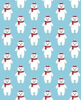Vector seamless pattern of flat white polar bear