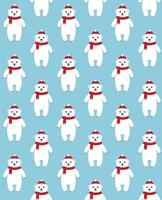 Vector seamless pattern of flat white polar bear