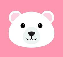 Vector flat cartoon polar bear face